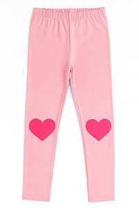 Calça Legging Free Style Menina - Rosa Coração