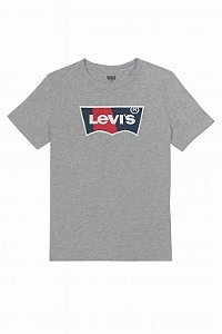 Camiseta Infantil Menino Levis Manga Curta Cinza Com Logo