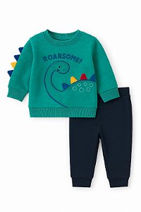 Conjunto Menino 2 Peças Little Me Moletom Verde Dino