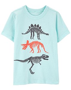 Camiseta Infantil Menino Carters Manga Curta Azul Dinossauro
