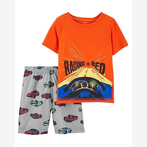 Pijama Infantil Menino 2 Peças Camiseta Laranja Racing