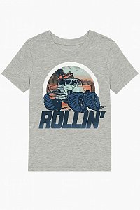 Camiseta Infantil Menino Oshkosh Manga Curta Cinza Rollin