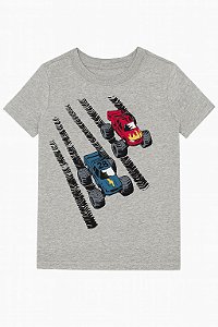 Camiseta Infantil Menino Carters Manga Curta Cinza Carros Corrida