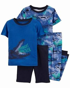 Pijama Infantil Menino 4 Peças Azul Jacaré