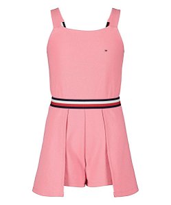 Macaquinho Vestido Menina Tommy Hilfiger Rosê Piquet