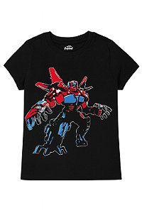 Camiseta Infantil Menino Oshkosh Manga Curta Preta Transformers