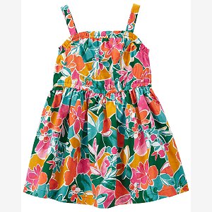 Vestido Infantil Menina Carters Alça Floral Verde
