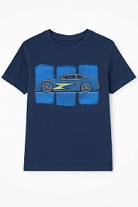 Camiseta Infantil Menino Oshkosh Manga Curta Azul Marinho Carro
