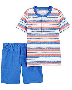 Conjunto Infantil Menino Carters 2 Peças Camiseta Listras Peixe