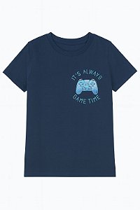 Camiseta Infantil Menino Oshkosh Manga Curta Azul Marinho Game