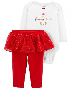 Conjunto Menina Carters 2 Peças Body Branco Daddys Calça Tule