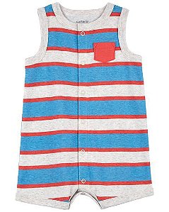 Romper Infantil Menino Carters Regata Cinza Listras