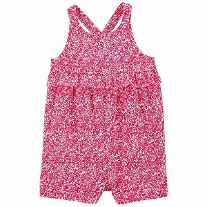 Romper Infantil Menina Carters Branco com Flores Pink