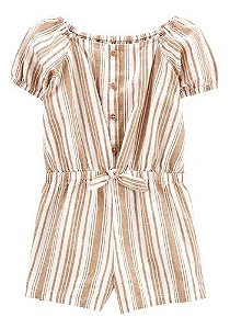 Macaquinho Infantil Menina Oshkosh Listrado Caramelo Botões