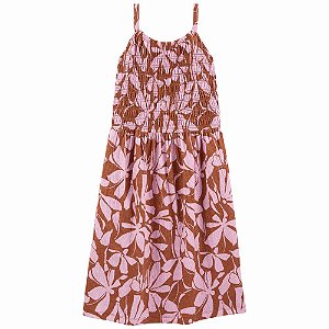 Vestido Infantil Menina Carters Marrom Com Flores Rosa