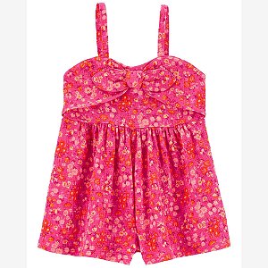 Macaquinho Infantil Menina Carters Pink Floral com Laço