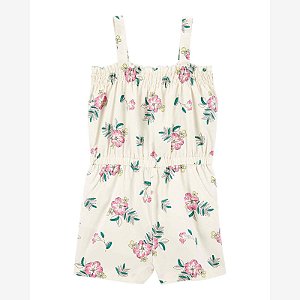 Macaquinho Infantil Menina Carters Branco Flores Rosa Com Alça