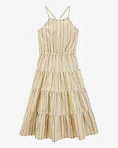 Vestido Infantil Menina Oshkosh Linho Listras Rosê