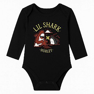 Body Infantil Menino Hurley Preto Lil Shark Tubarão