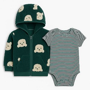 Conjunto Menino Carters 2 Peças Blusa Sherpa Verde Urso