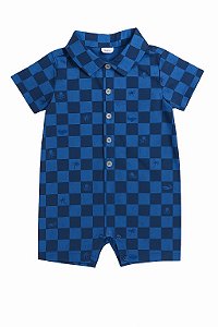 Romper Infantil Menino Carters Xadrez Azul Marinho Coqueiro