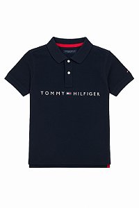 Camiseta Infantil Menino Tommy Hilfiger Azul Marinho Gola Polo