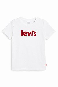 Camiseta Infantil Menino Levis Manga Curta branca Logo Vermelha