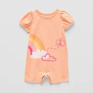 Romper Infantil Menina Okie Dokie Laranja Borboleta
