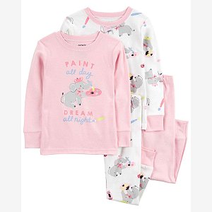 Pijama Infantil Menina Carters 4 Peças Elefante