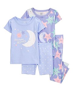 Pijama Infantil Menina Carters 4 Peças Lua Estrelas