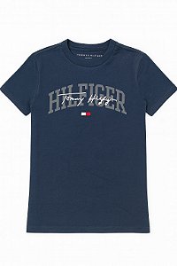 Camiseta Infantil Menino Tommy Hilfiger Azul Logo Bordado