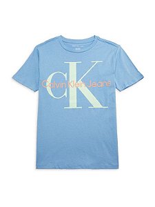 Camiseta Infantil Menino Calvin Klein Manga Curta Azul