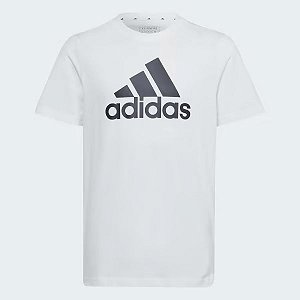 Camiseta Infantil Menino Adidas Branca Logo Preta