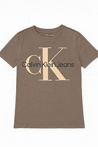 Camiseta Infantil Menino Calvin Klein Manga Curta Marrom