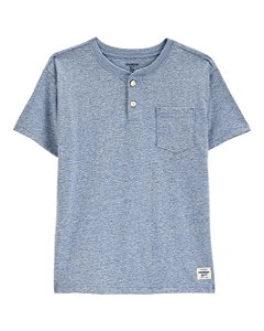 Camiseta Infantil Menino Oshkosh Manga Curta Azul Bolso