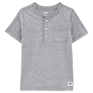 Camiseta Infantil Menino Oshkosh Manga Curta Cinza Bolso