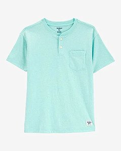 Camiseta Infantil Menino Oshkosh Manga Curta Verde Claro Bolso