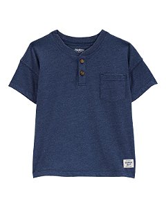 Camiseta Infantil Menino Oshkosh Manga Curta Azul Marinho Bolso