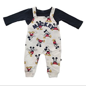 Macacão Infantil Mickey Disney 2 Peças com Camiseta