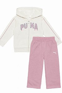 Conjunto Infantil Menina Puma 2 Peças Jaqueta Bege Calça Rosa