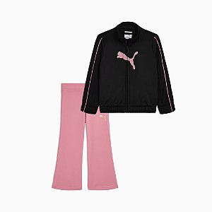 Conjunto Infantil Menina Puma 2 Peças Jaqueta Preta Legging Rosa Dry Fit