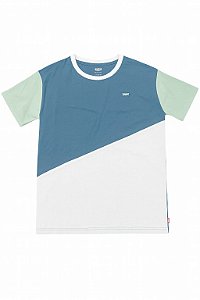 Camiseta Infantil Menino Levis Azul com Branco Manga Verde