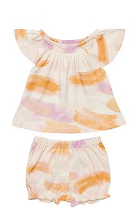 Conjunto Infantil Menina Carters 2 Peças Regata e Shorts Laranja