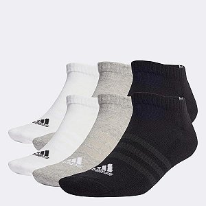 Meia Infantil Adidas 6 Pares - Cinza Branca e Preta