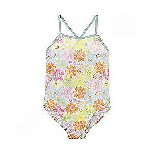 Maiô Infantil Menina Wonder Nation - Praia Flores Coloridas - Proteção Solar