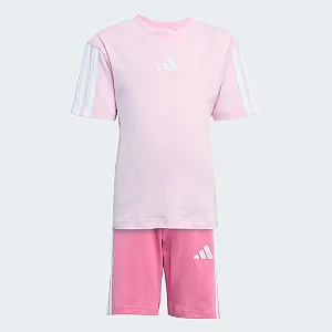 Conj Infantil Menina Adidas 2 Peças Camiseta Rosa Shorts Pink
