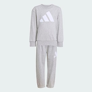 Conjunto Infantil Adidas Moletinho Cinza Logo Branca