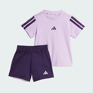Conj Infantil Menina Adidas 2 Peças Camiseta Lilás Shorts Roxo