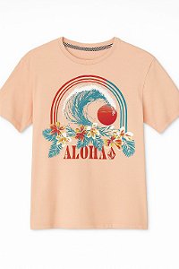 Camiseta Infantil Menina Volcom Manga Curta Laranja Floral