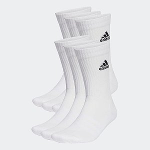 Kit com 6 Pares de Meia Adidas Branca Cano Alto